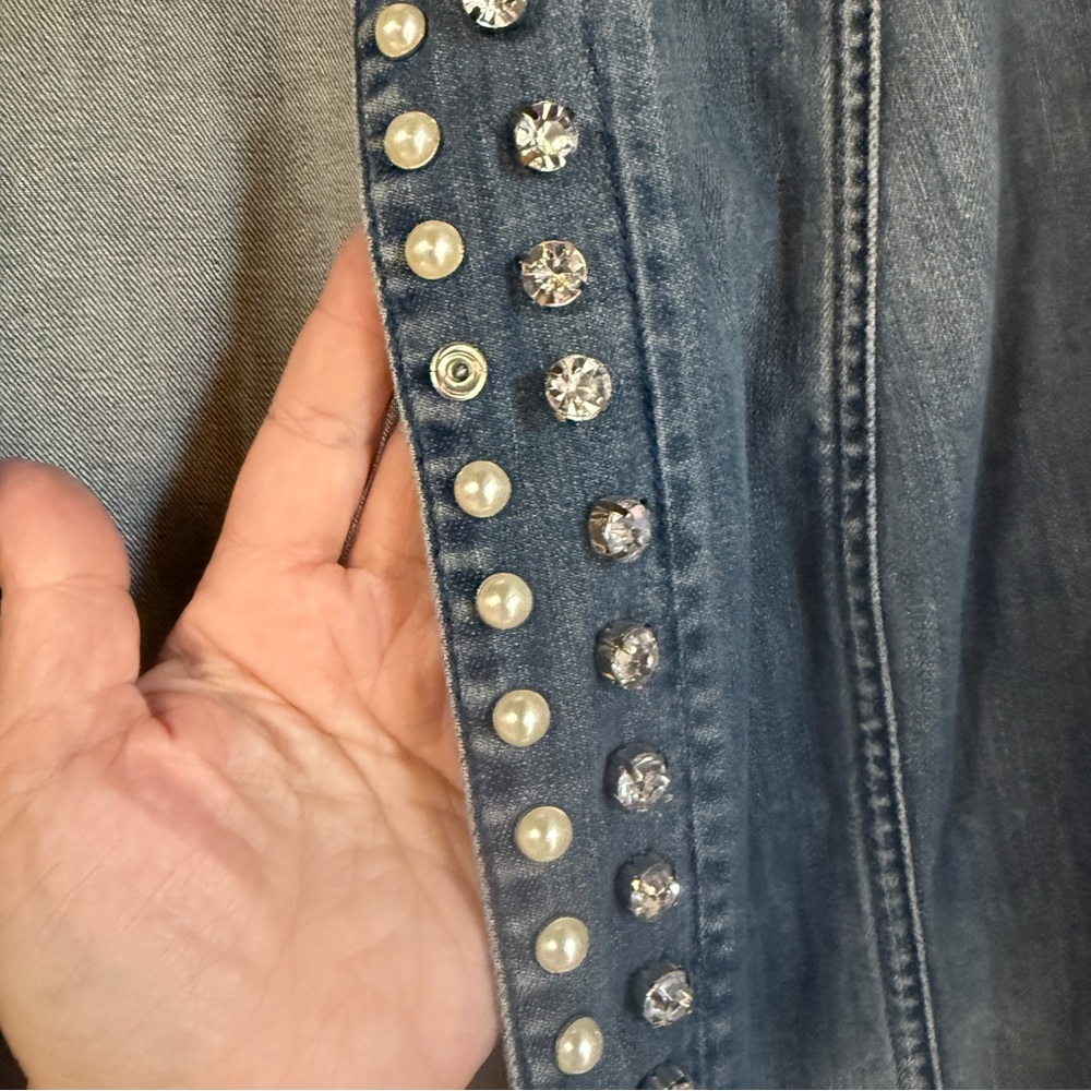 Chico's Blue Jean Jacket with Silver Studs - Picture 6 of 6